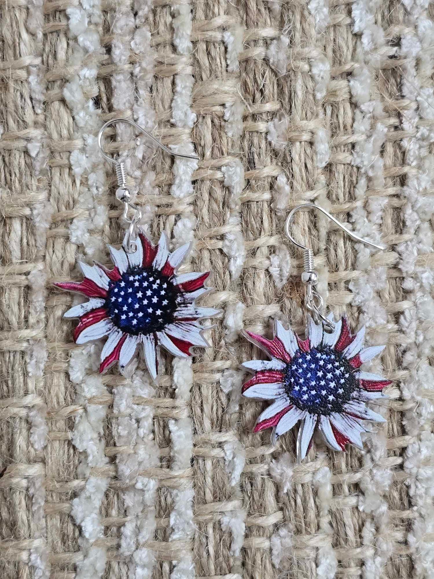 American Flag Sunflower Earrings