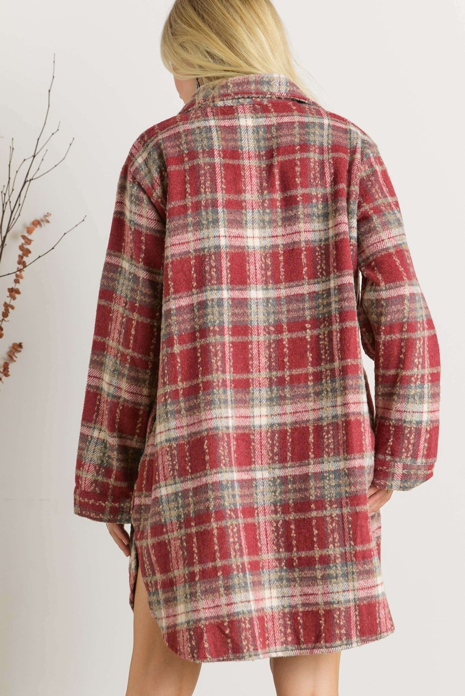 Red Long Plaid Shacket
