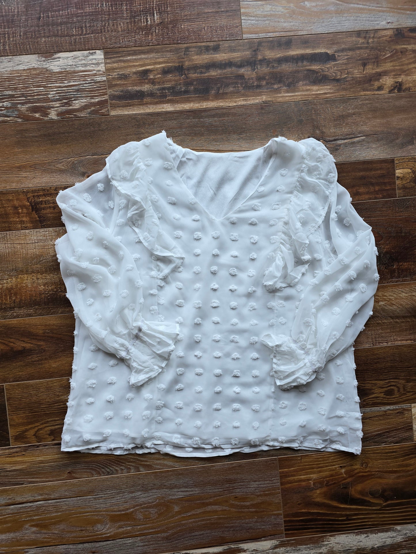 PLUS: White Swiss Dot Blouse