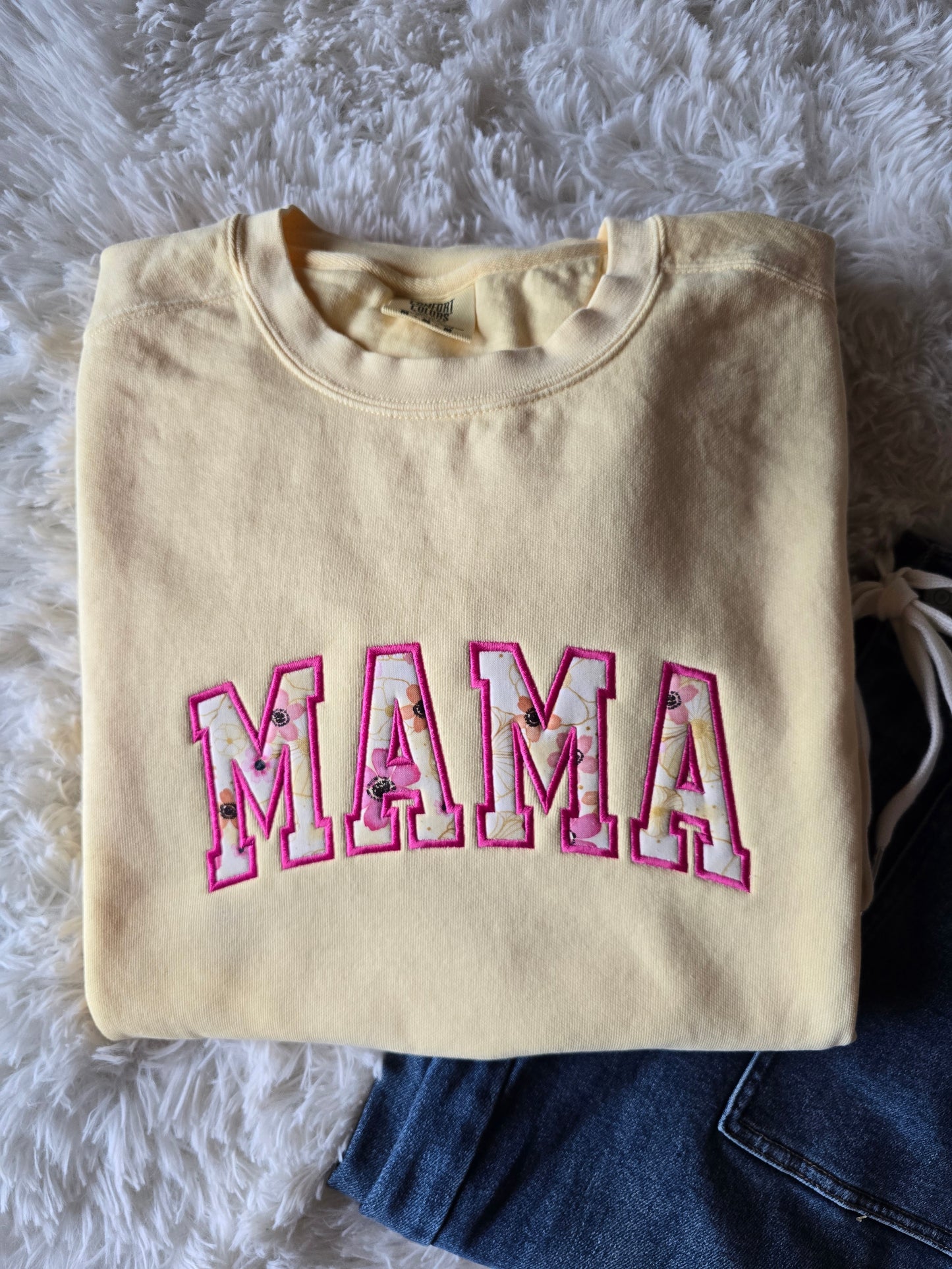 Embroidered Mama Sweatshirt (Sunkissed Floral)