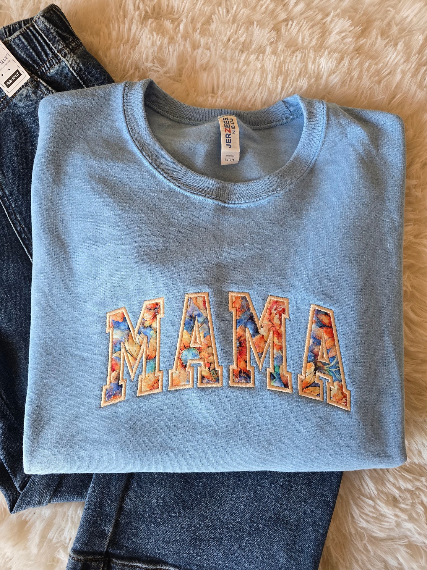 Embroidered Mama Sweatshirt (Sunset Garden)