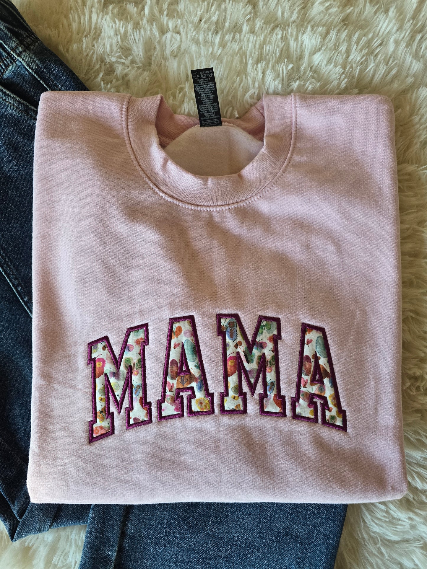 Embroidered Mama Sweatshirt (Watercolor Butterfly)