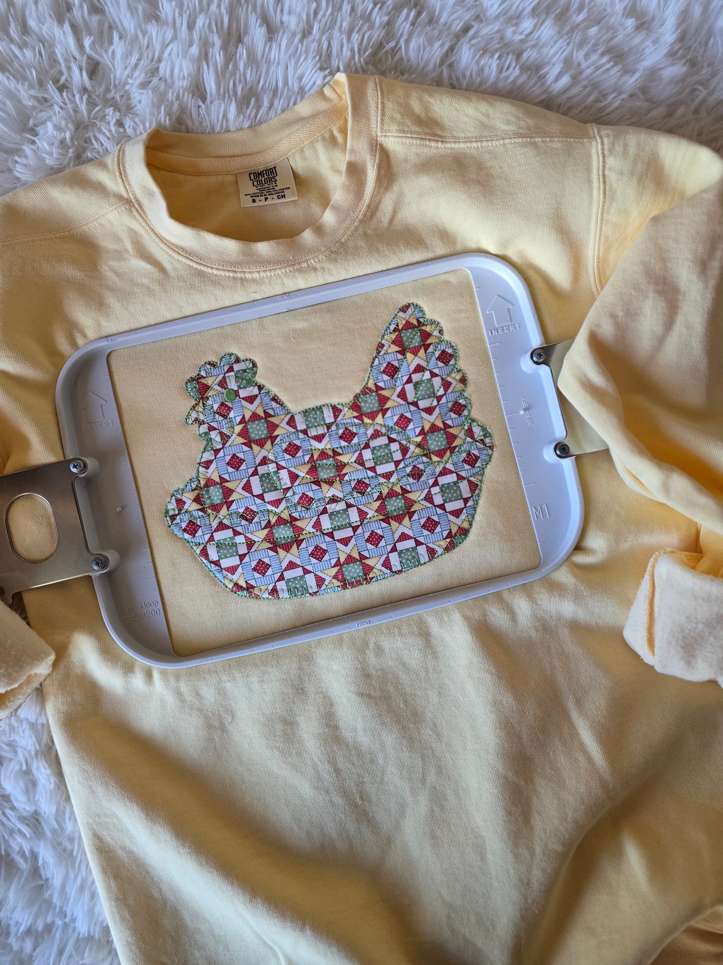 Embroidered Hen on a Nest Sweatshirt (Quilt)