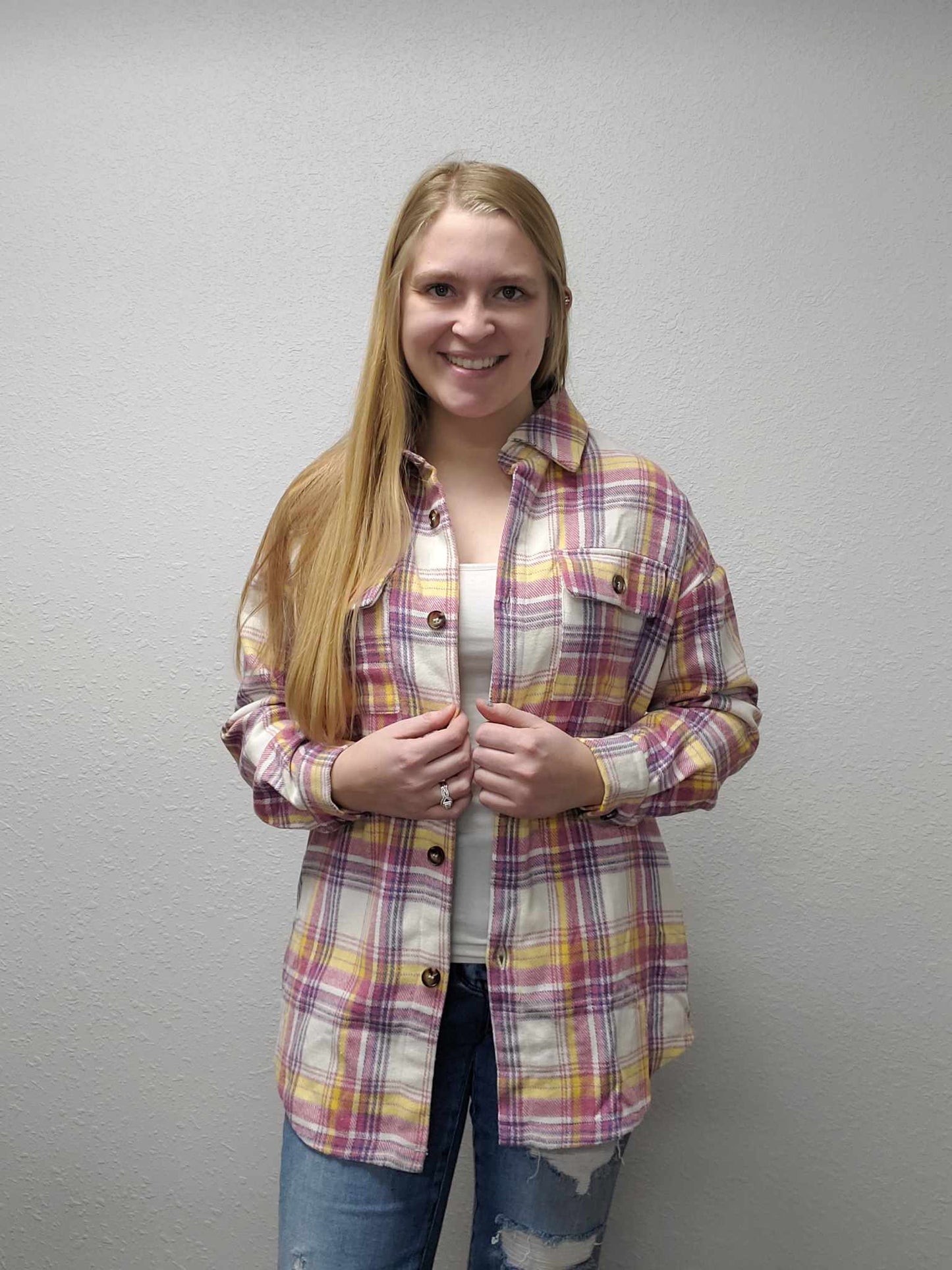 Pink/Yellow Plaid Shacket