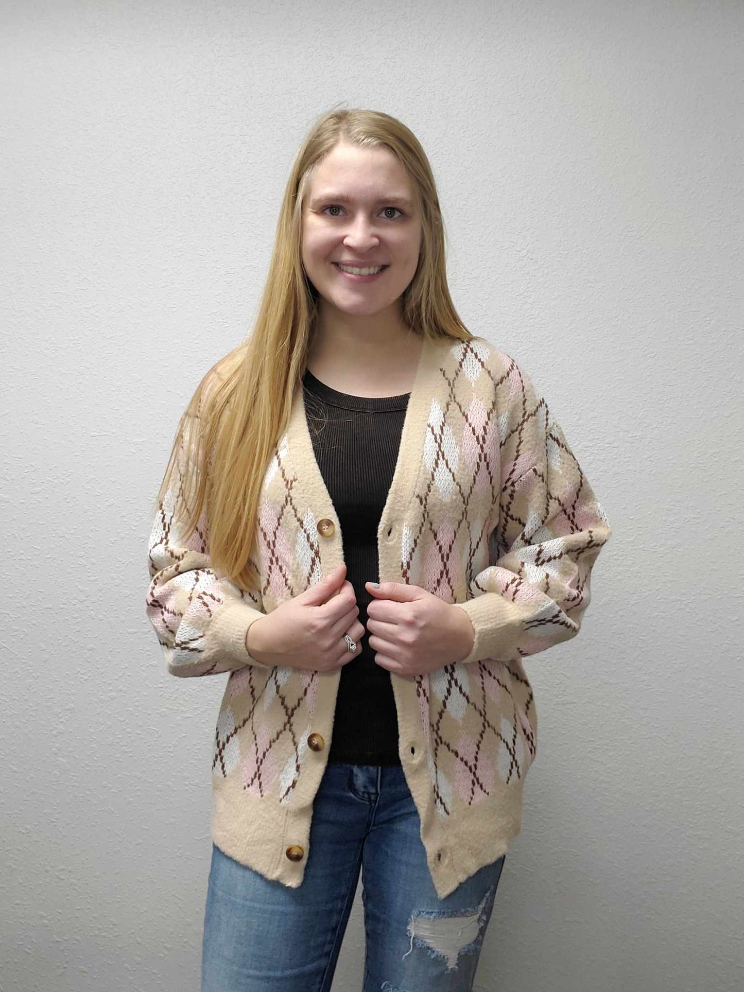 Rhombus Knit Cardigan