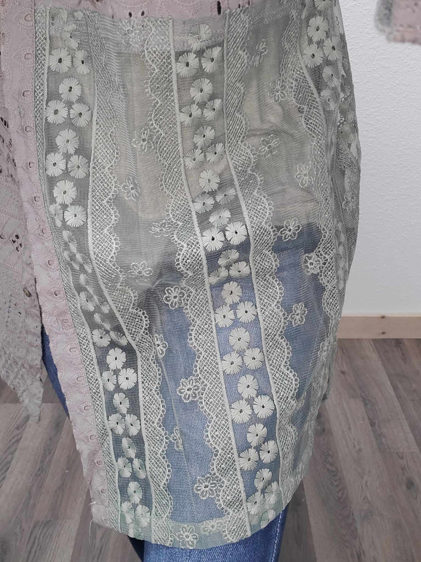 Green Lace Button Up