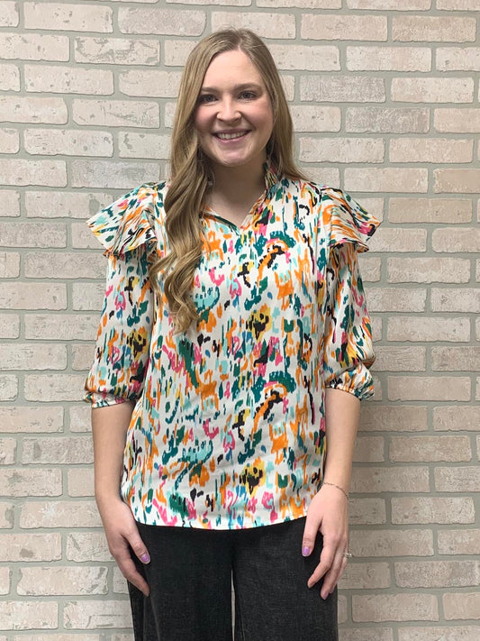 Bright Abstract Print Blouse