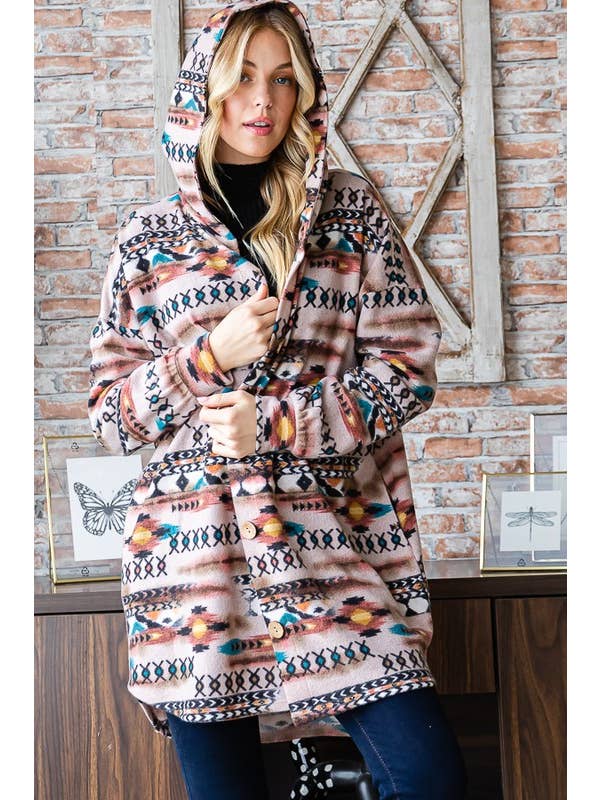 Fleece Aztec Button Up