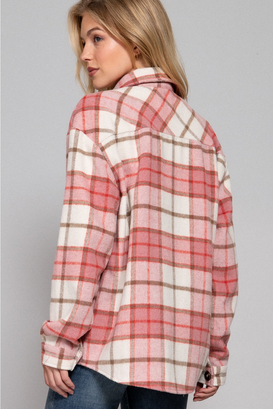 Pink/Khaki Plaid Shacket