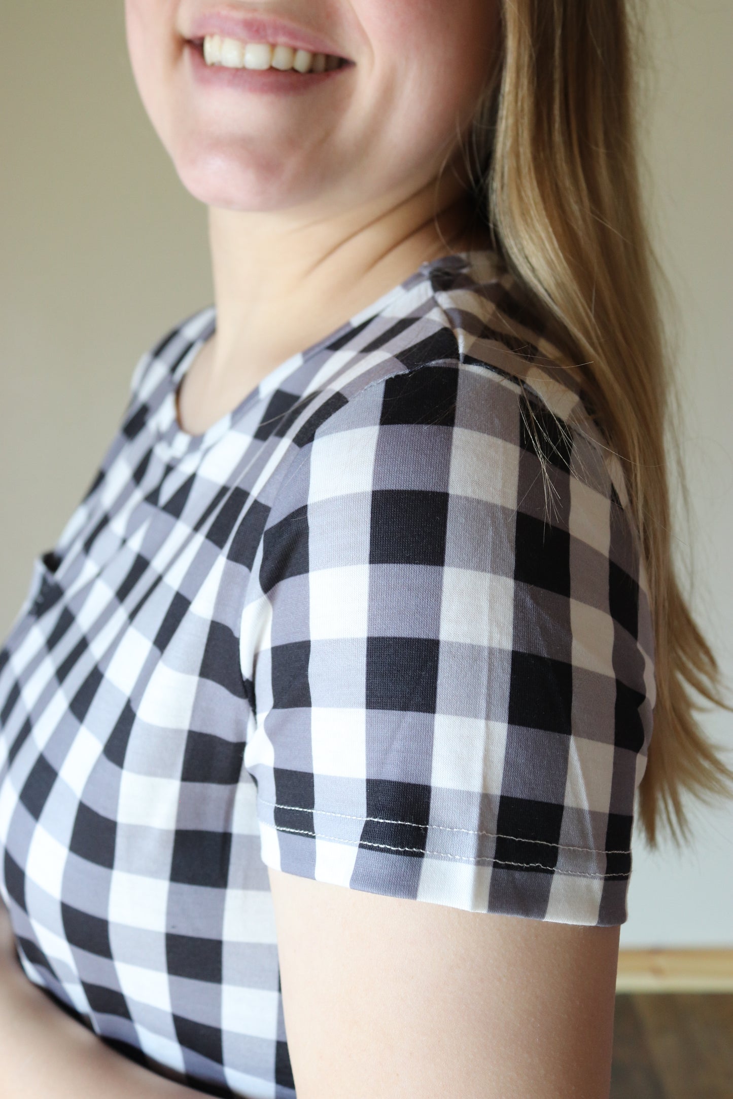Black and White Gingham T-shirt Dress