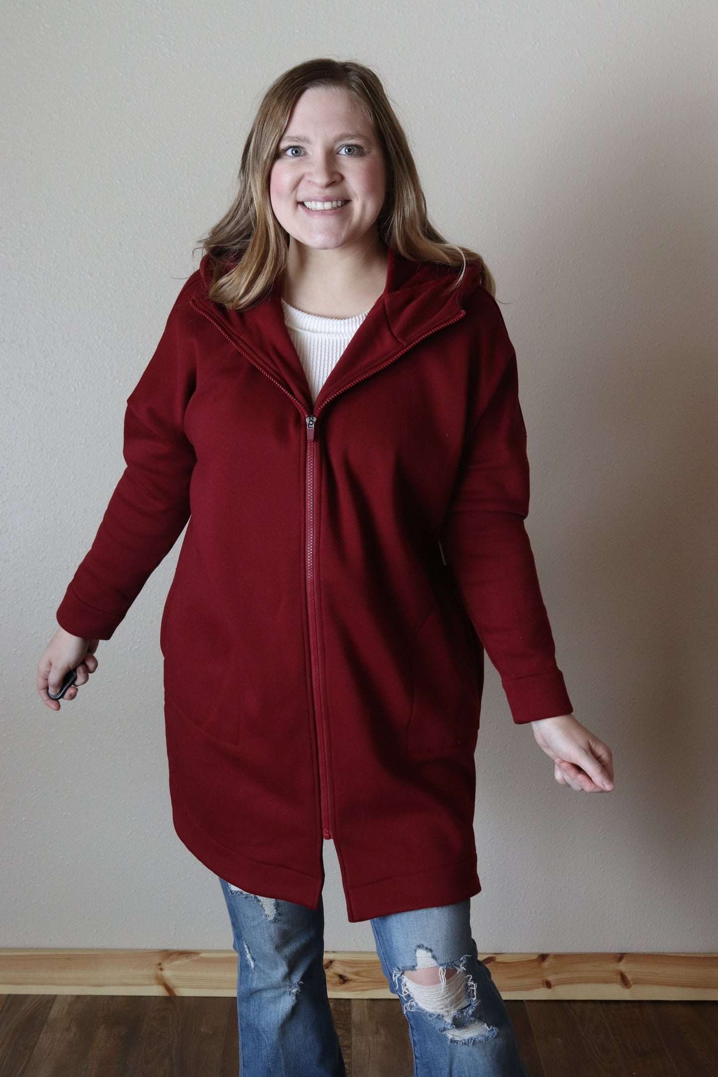 Burgundy Hooded Jacket