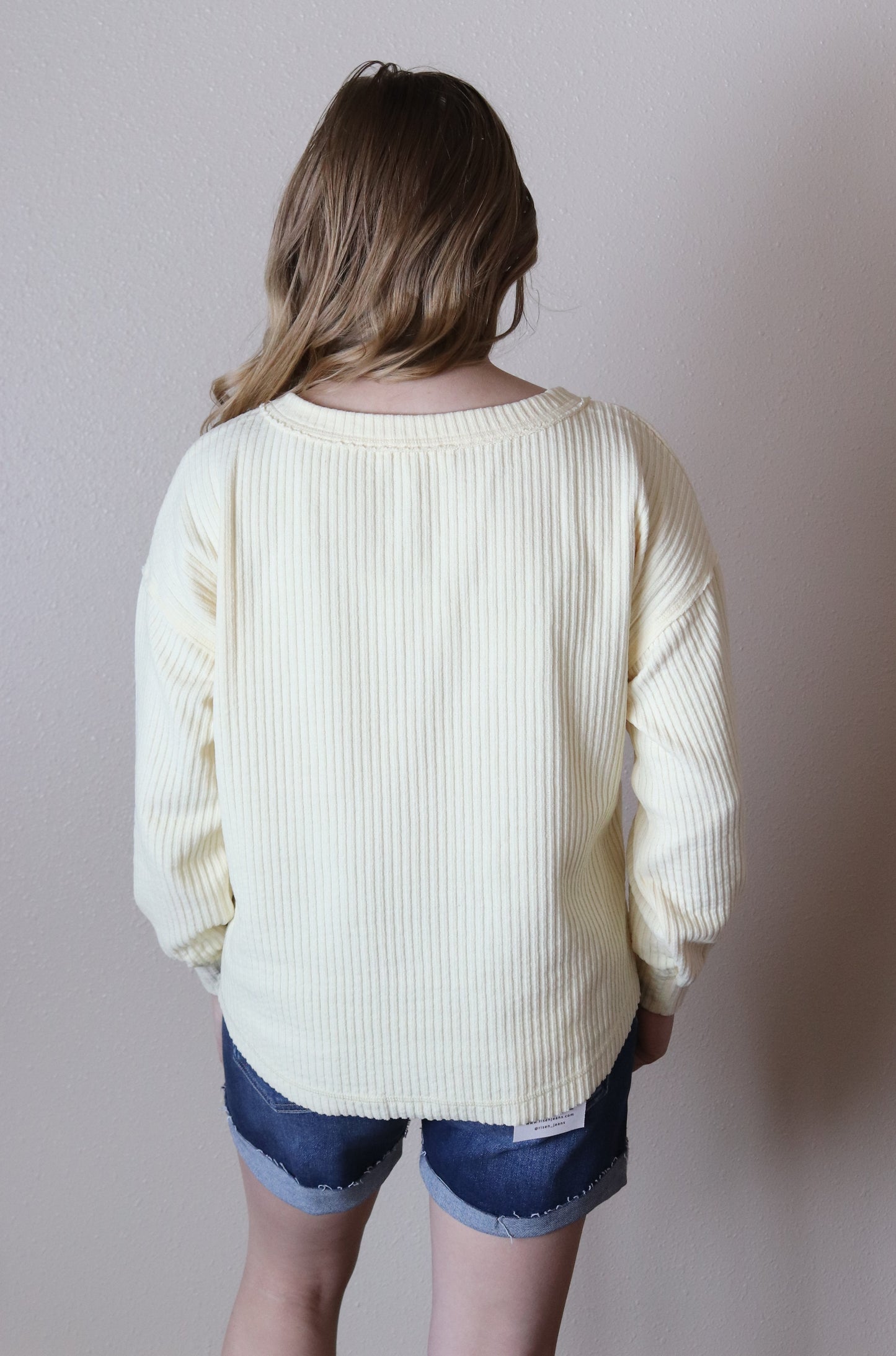 Butter Yellow Ribbed Henley