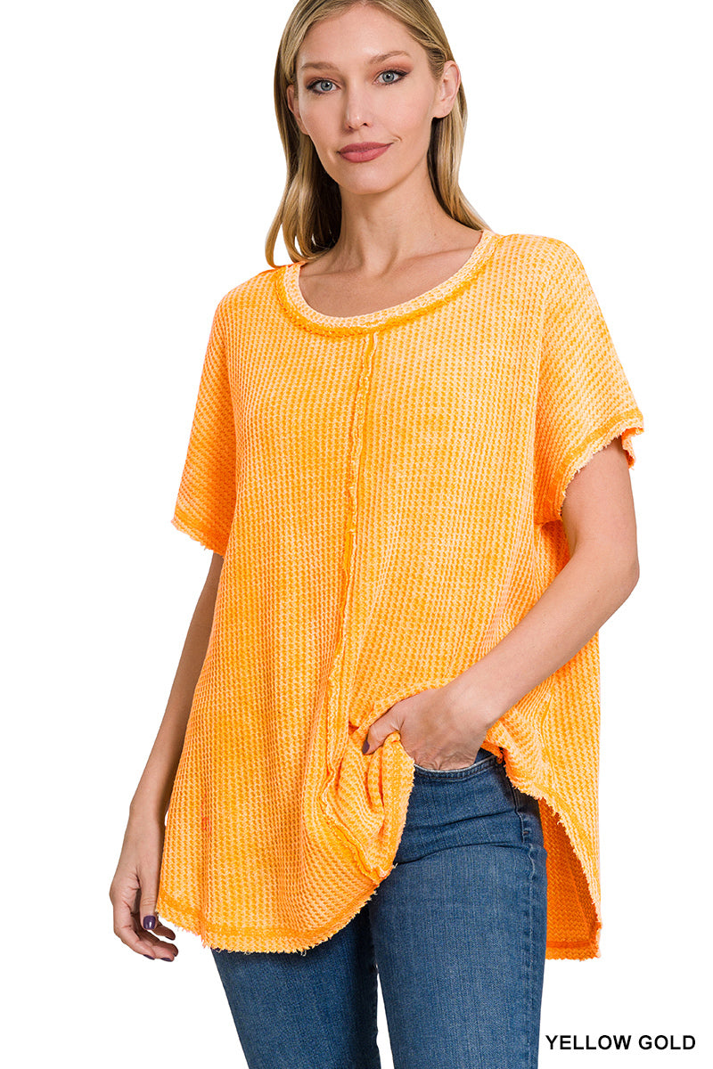 Yellow Oversized Waffle Tee