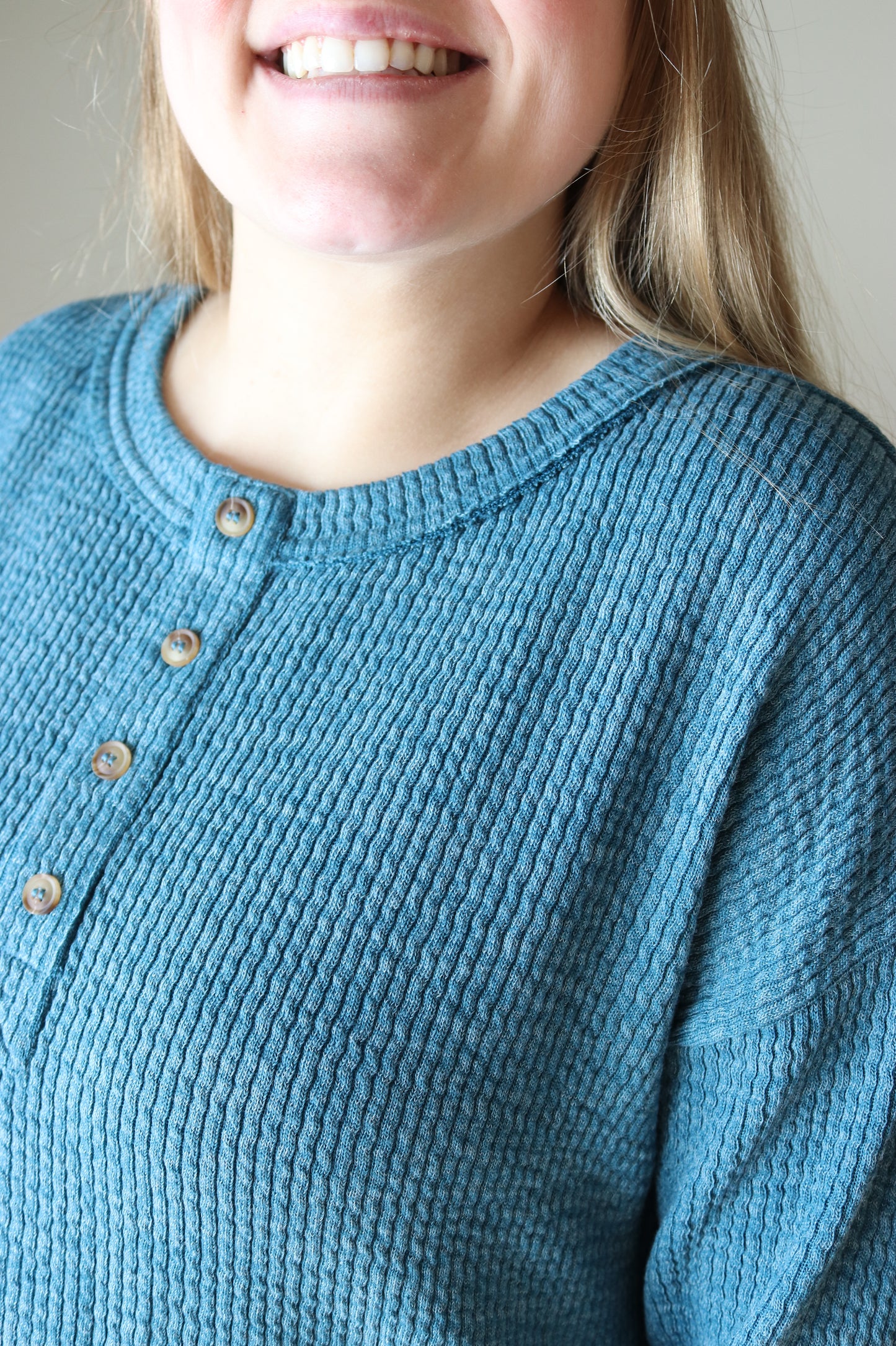 Dusty Teal Knit Henley