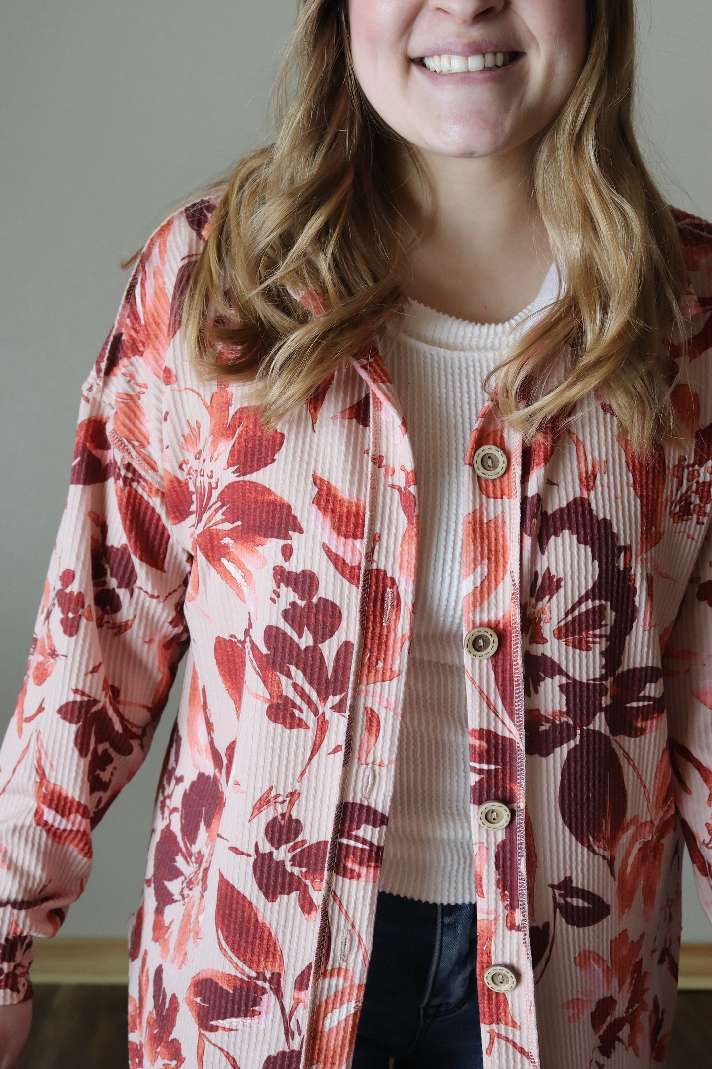 Floral Urban Ribbed Button Down