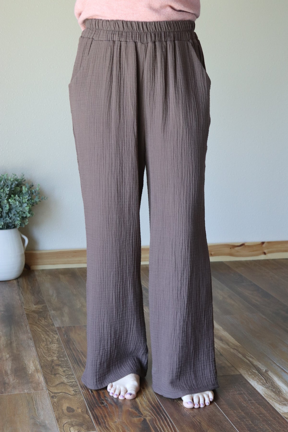 Mocha Gauze Wide Leg Pants