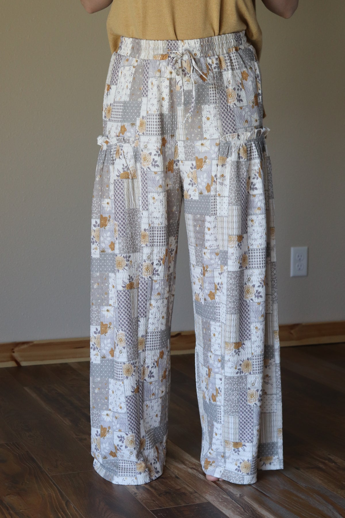 Fall Patchwork Wide Leg Pants