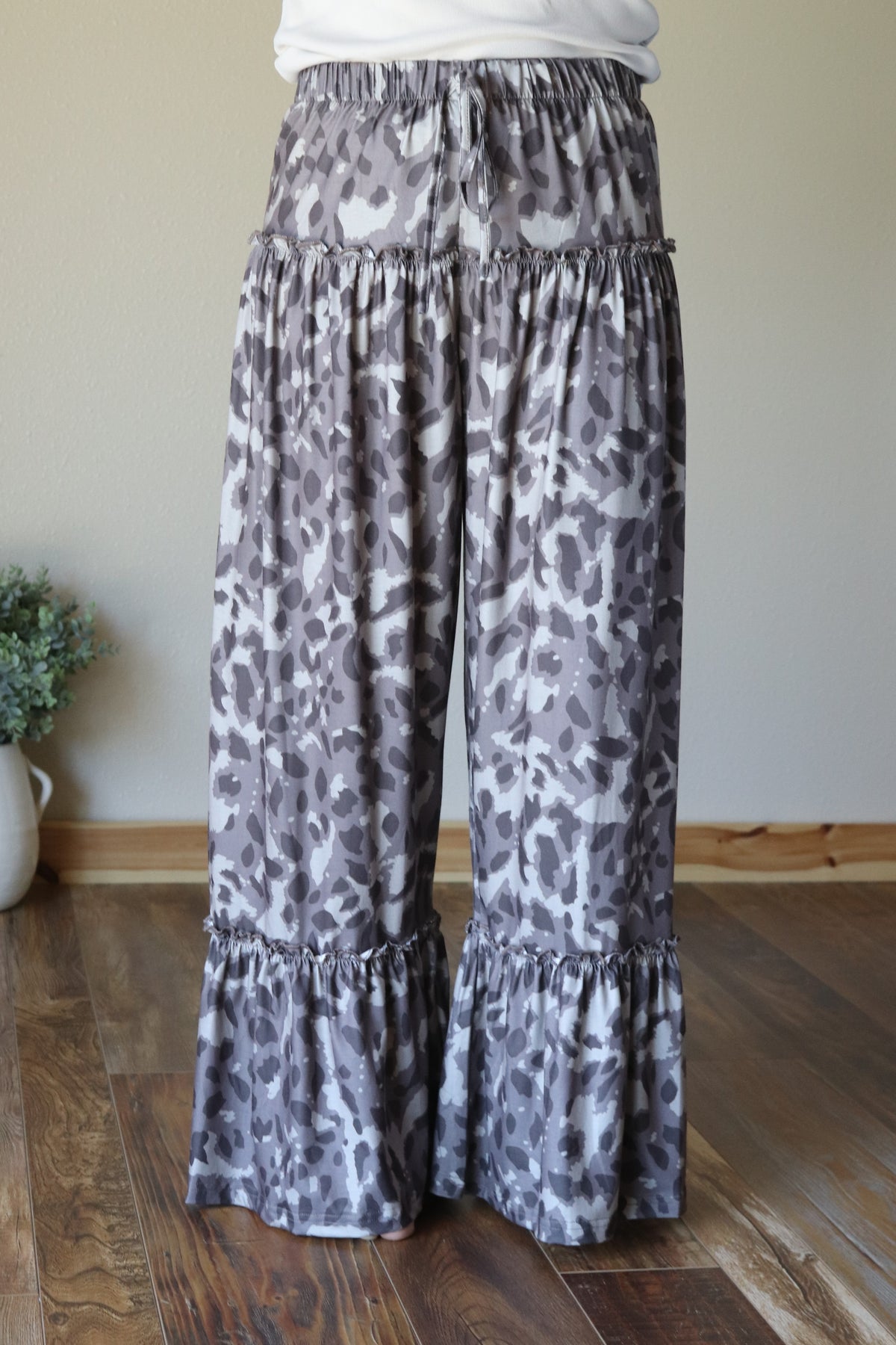 Brown Abstract Wide Leg Pants