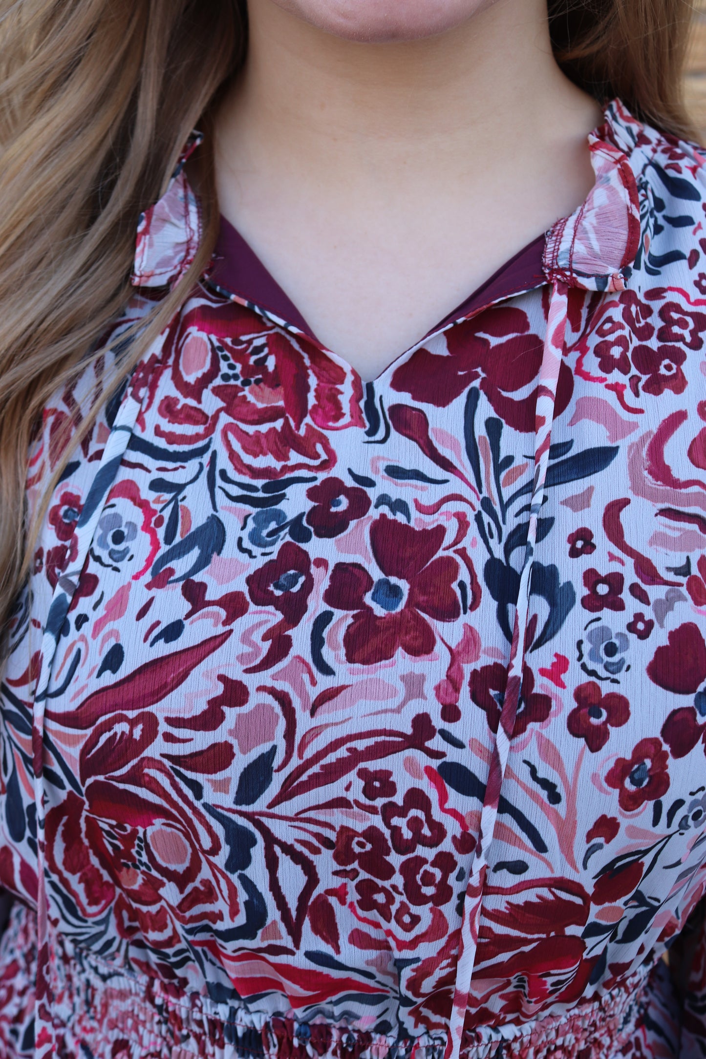 Burgundy Floral Dress