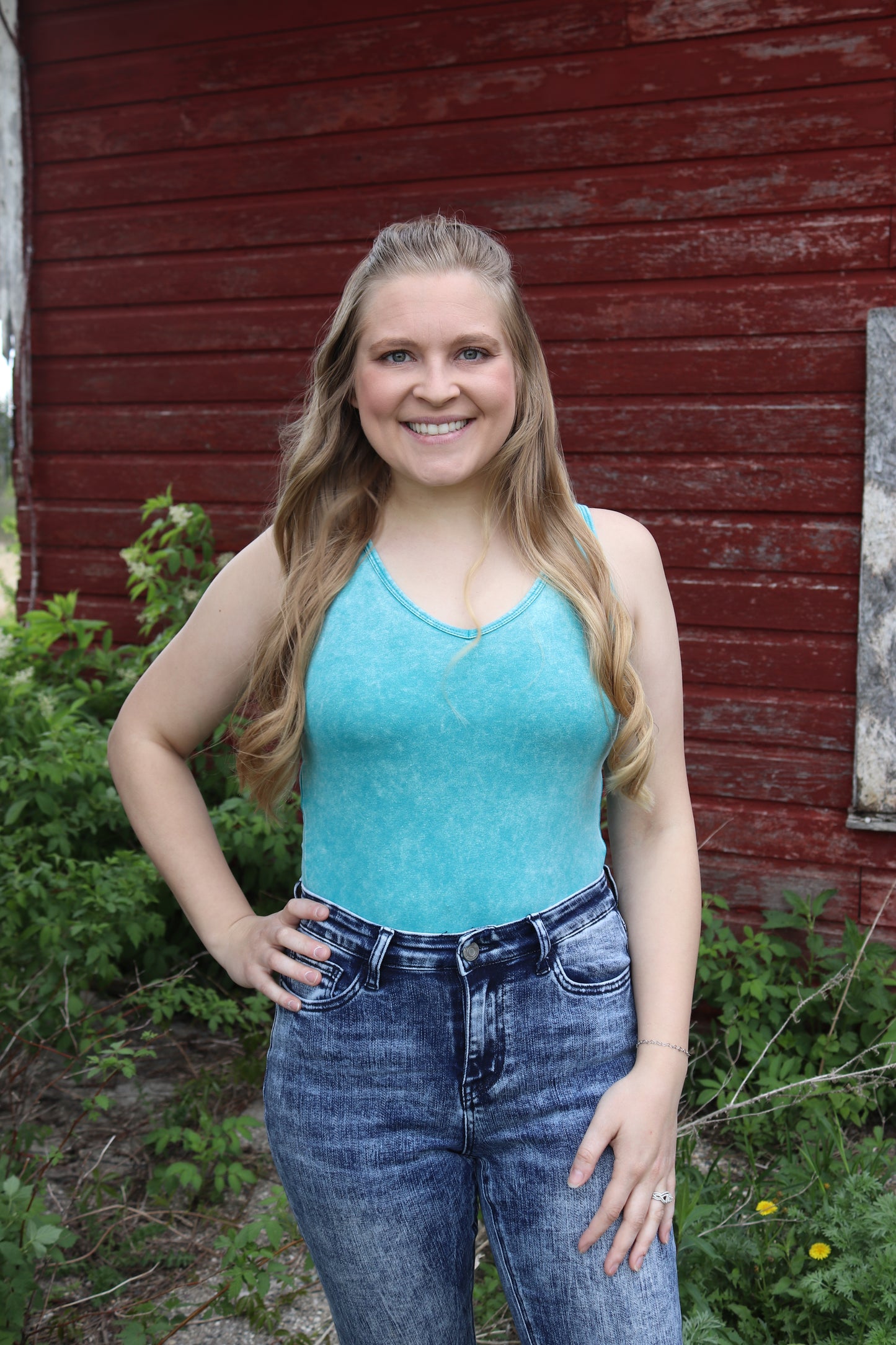 Acid Washed Turquoise Bodysuit