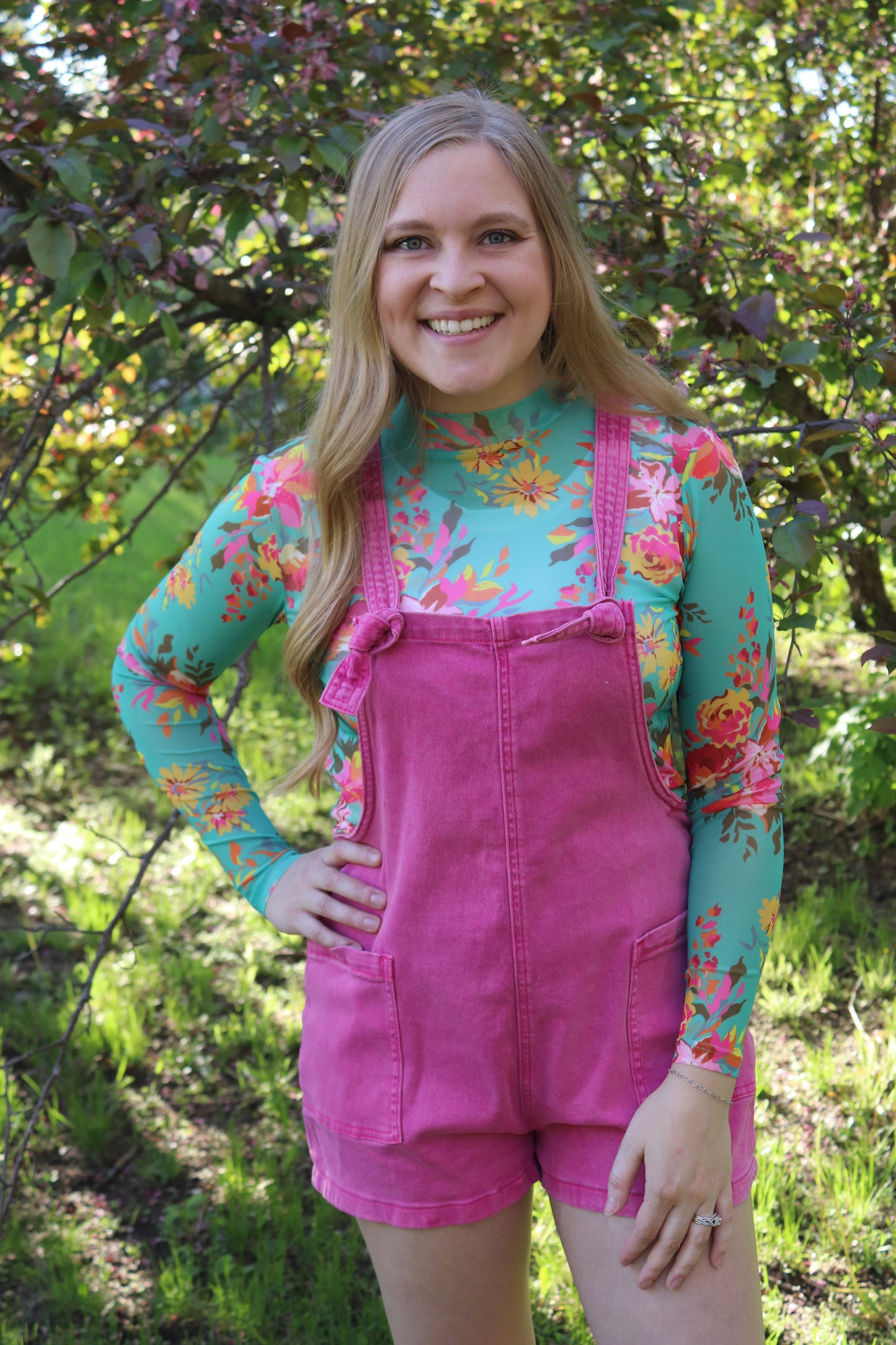Hot Pink Washed Romper