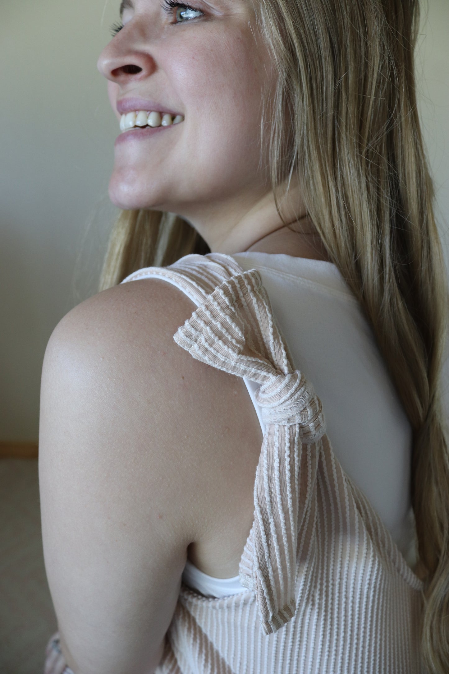 Beige Ribbed Jumpsuit