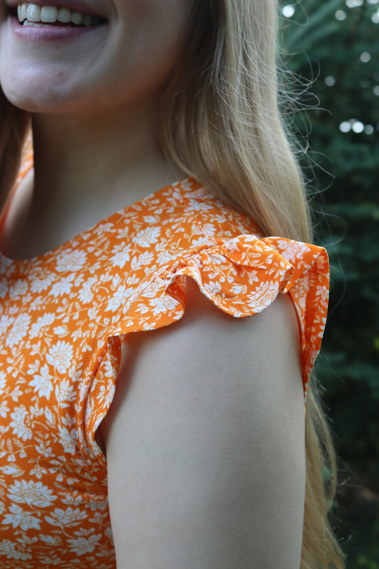 Orange Floral Peplum Blouse