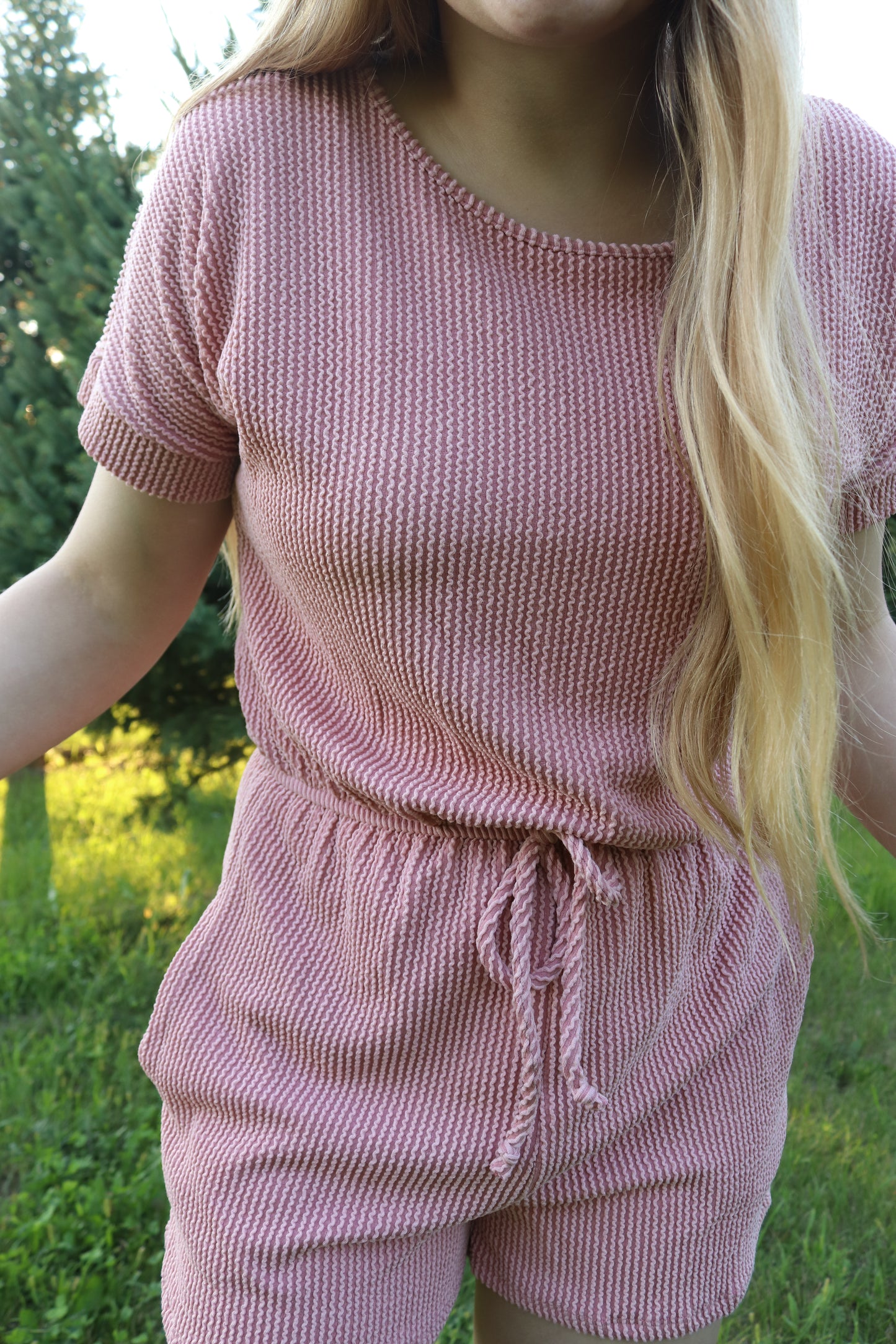 Dusty Pink Ribbed Romper