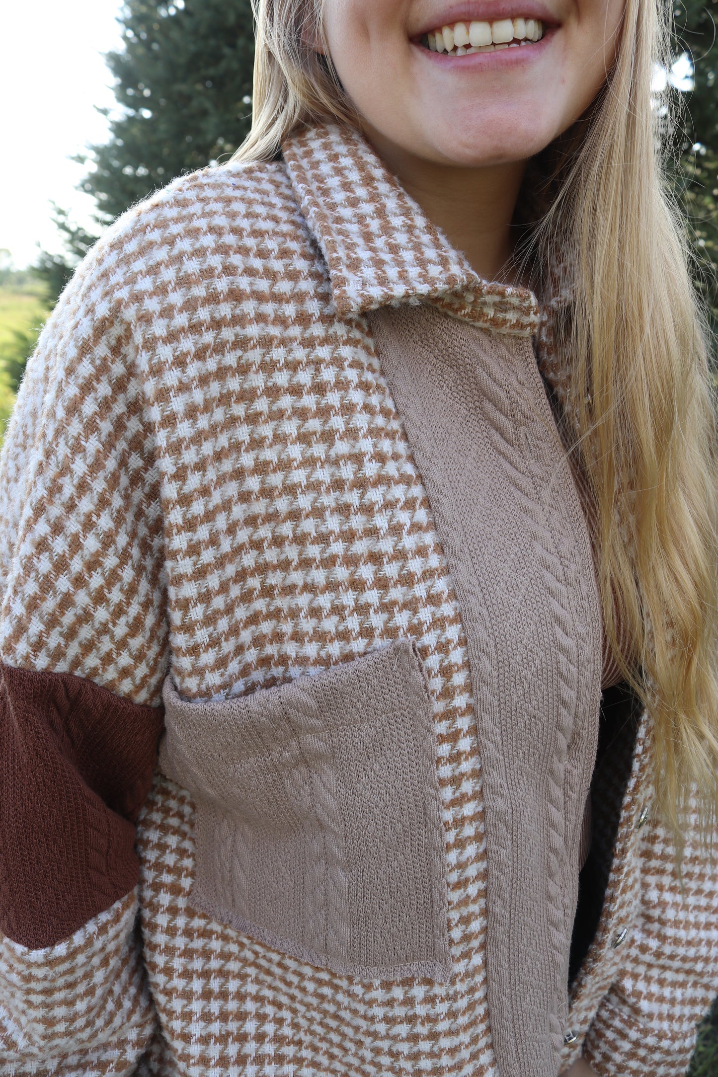 Shades of Brown Textured Patchwork Shacket