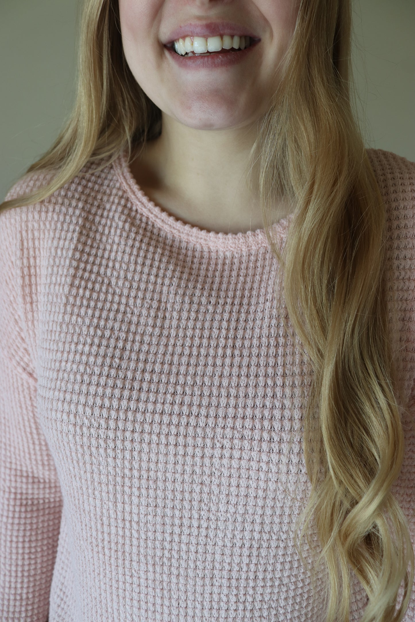 Pink Waffle Knit Long Sleeve