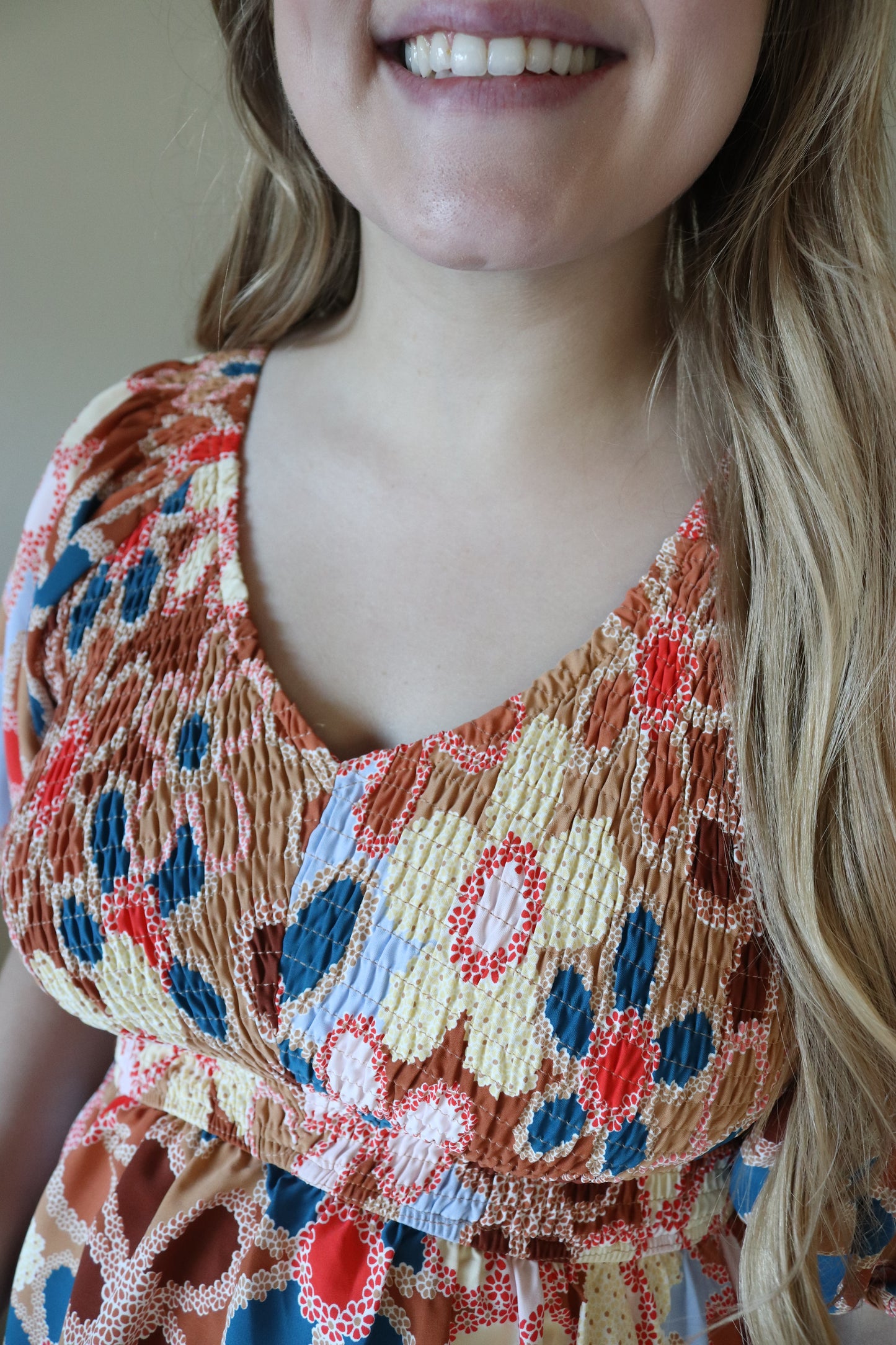 Autumn Floral Smocked Top