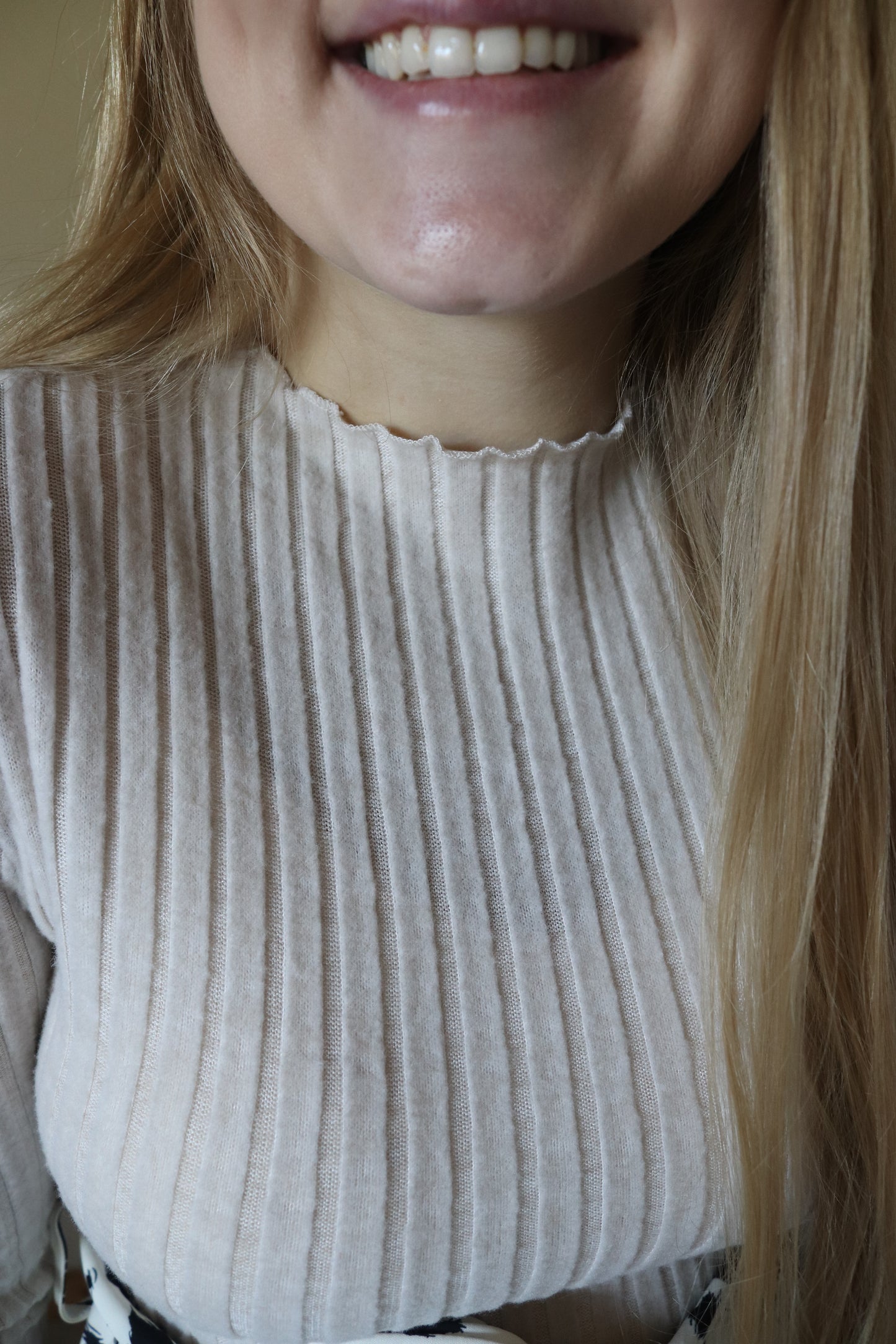 Beige Ribbed A Line Dress