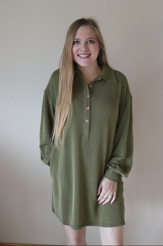 Olive Urban Ribbed Dress Rustic Coneflower Boutique Olive Urban Ribbed Dress Rustic Coneflower Boutique