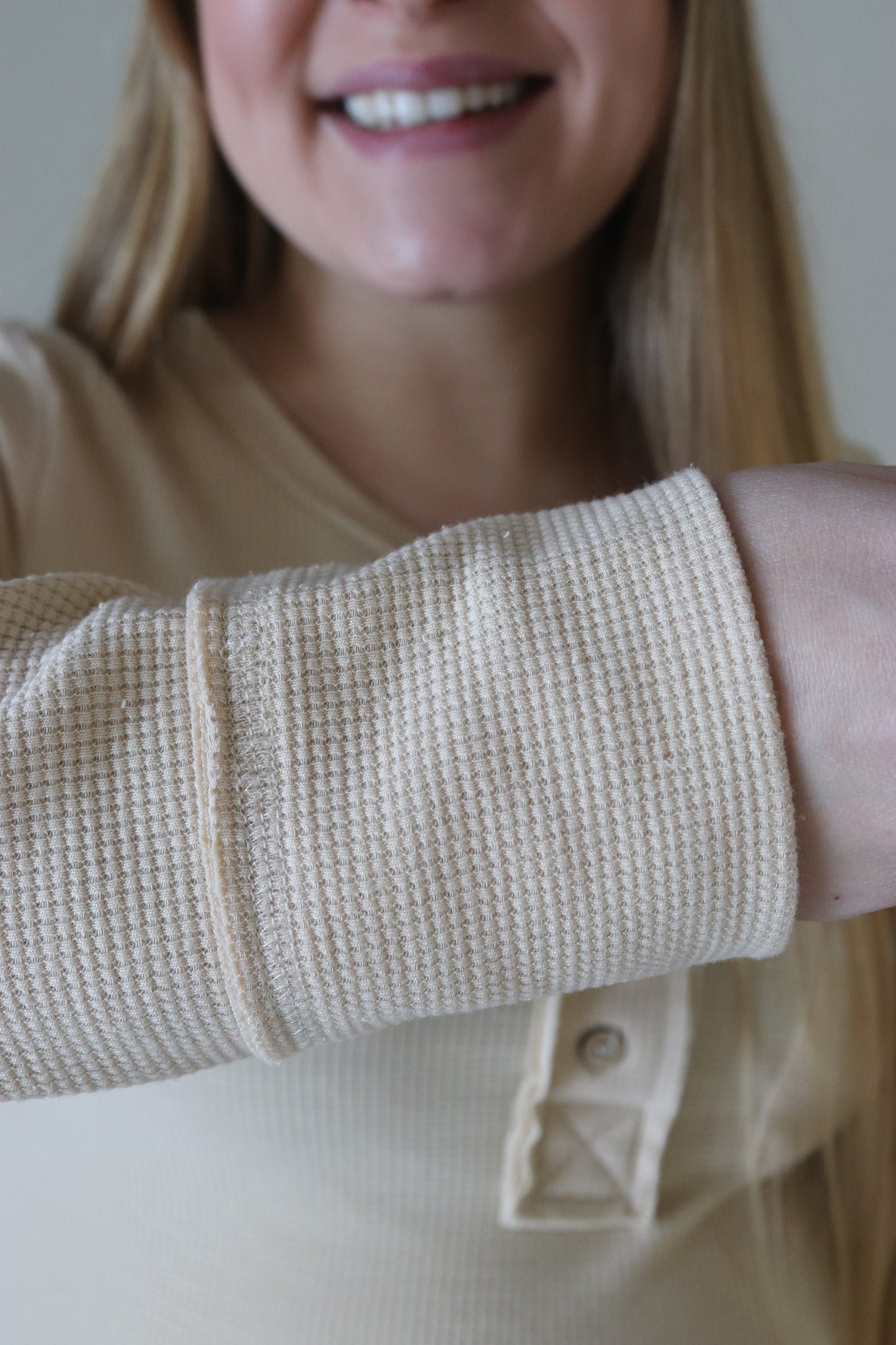 Cream Waffle Knit Long Sleeve