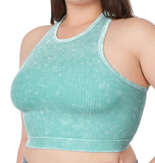 PLUS: Ice Blue Washed Cropped Tank