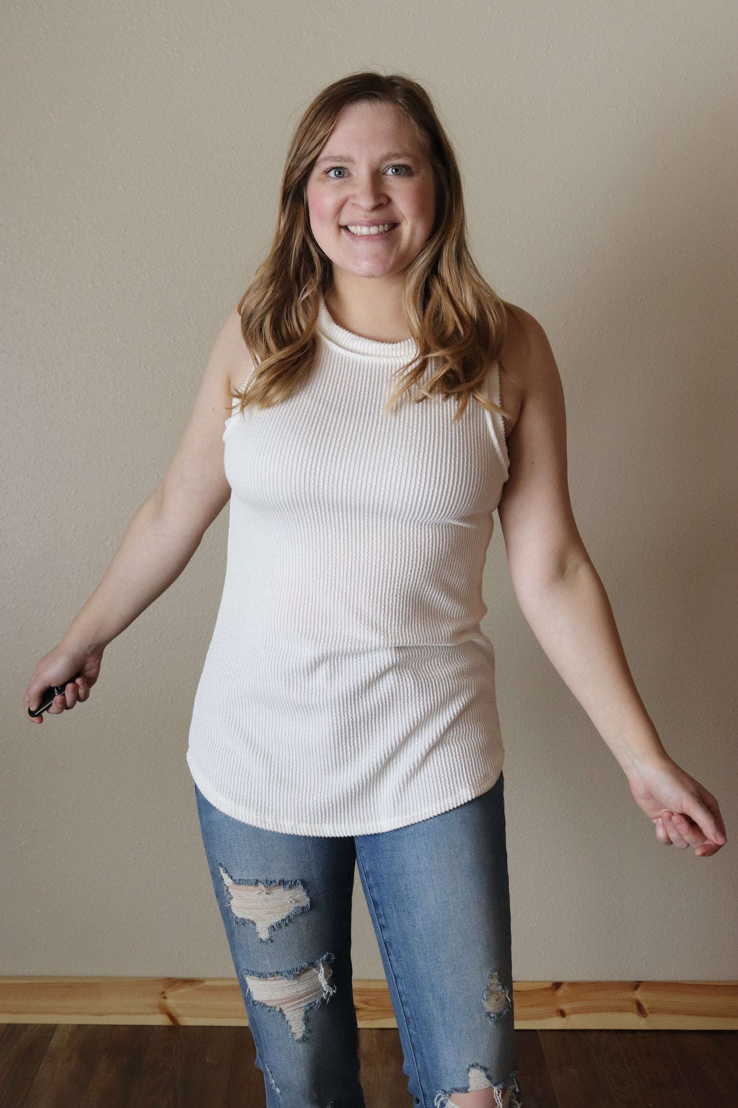 Ivory Urban Ribbed Tank
