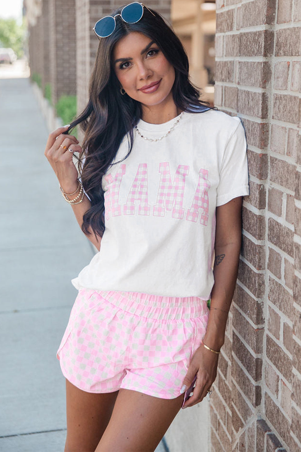 Pink Plaid Mama Set