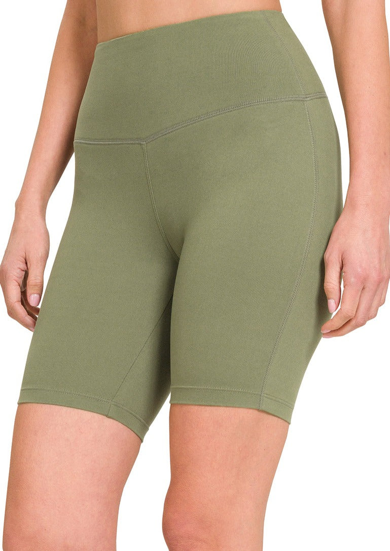 Olive Biker Shorts
