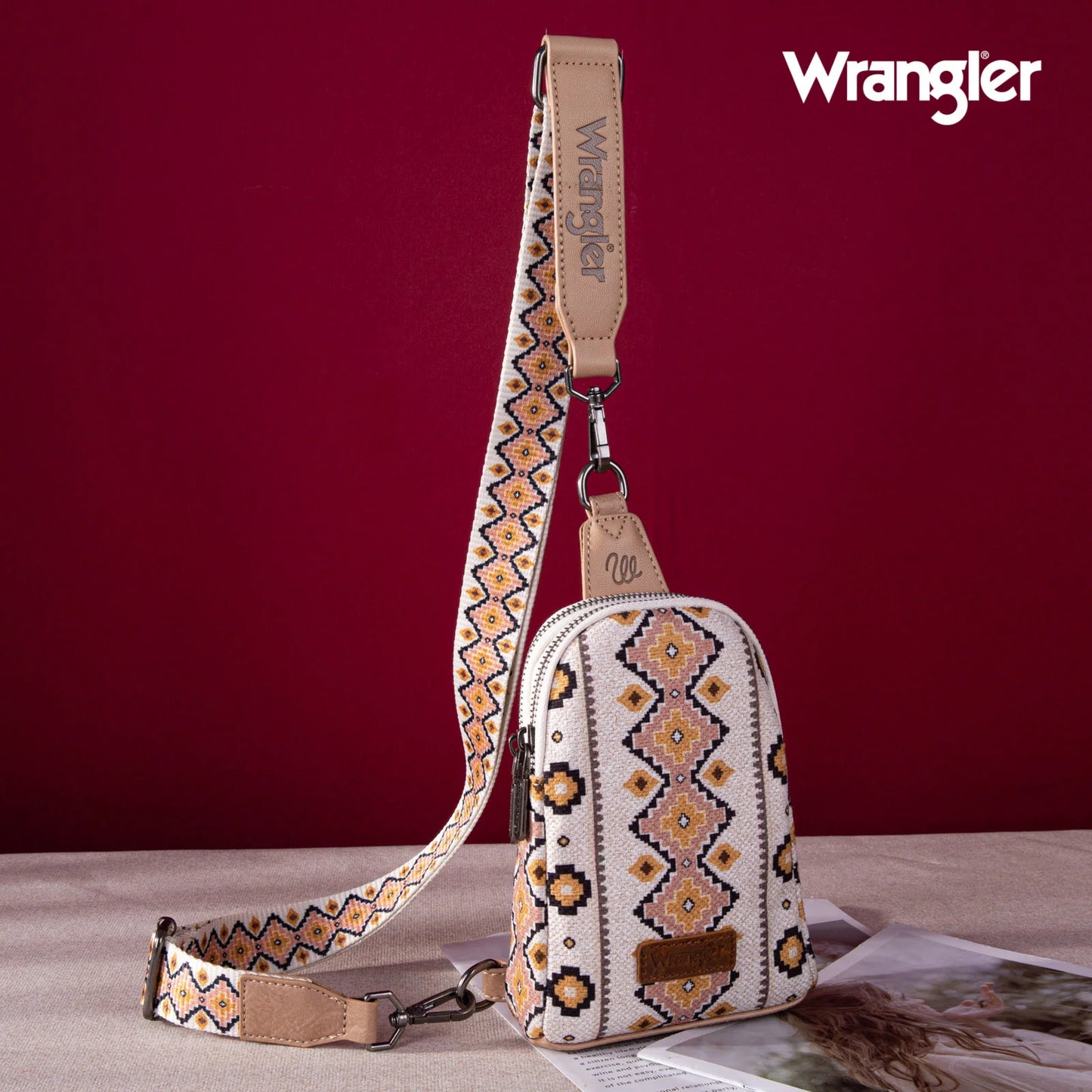 WRANGLER: Tan Aztec Crossbody