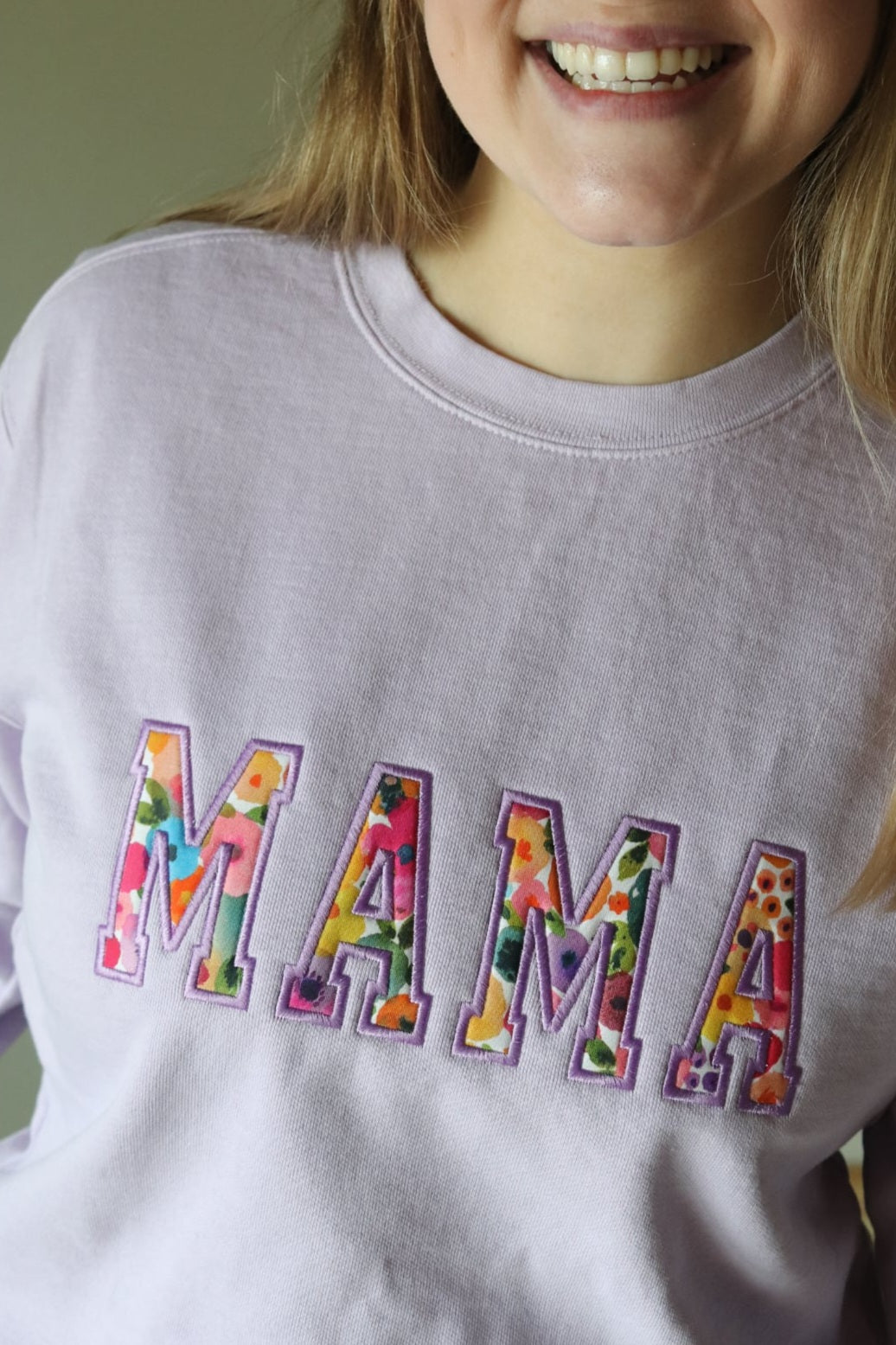 Embroidered Mama Sweatshirt (Watercolor Floral)