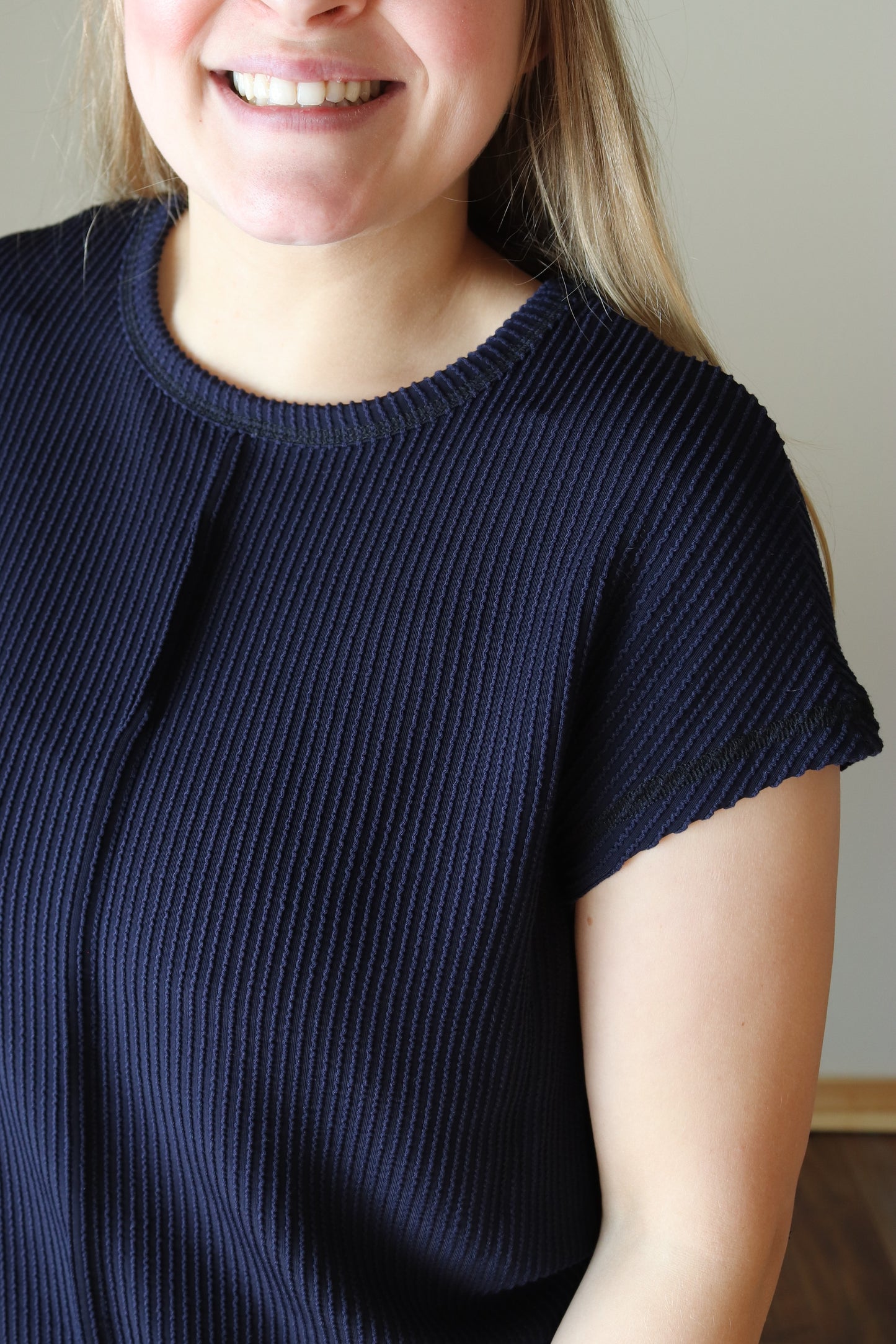 Navy Ribbed Top