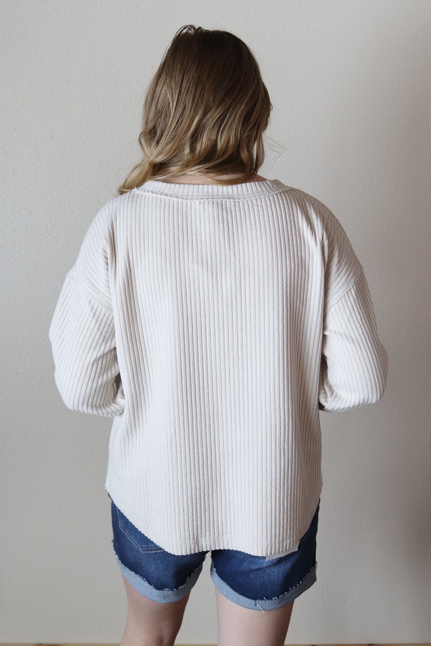Oatmeal Ribbed Henley