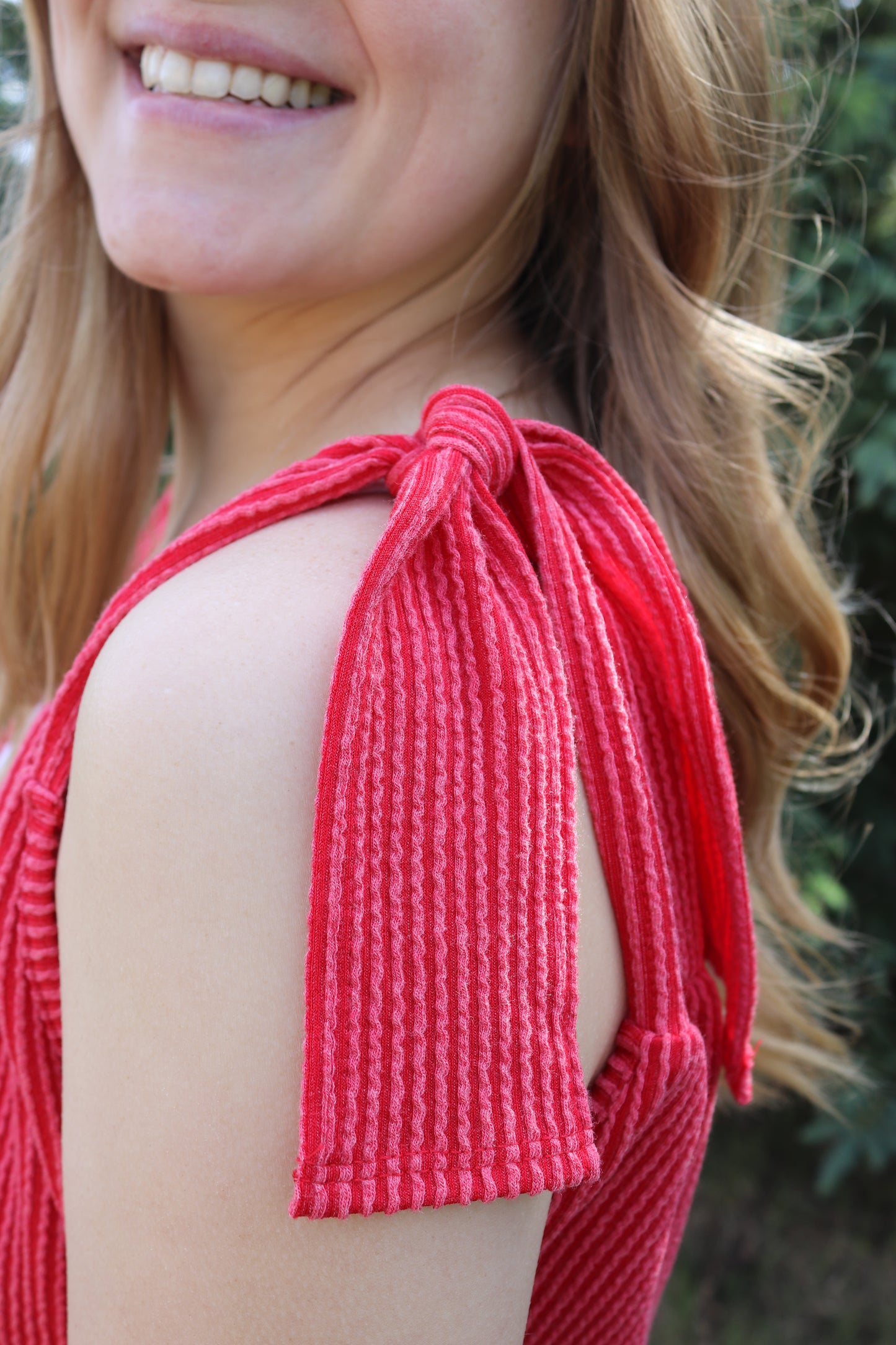 Red Urban Ribbed Romper