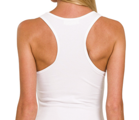 White Cotton Racerback Bodysuit