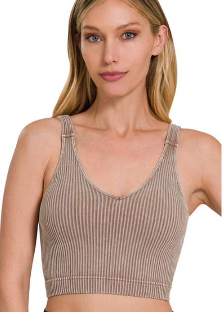 Padded Mocha Cropped Tank