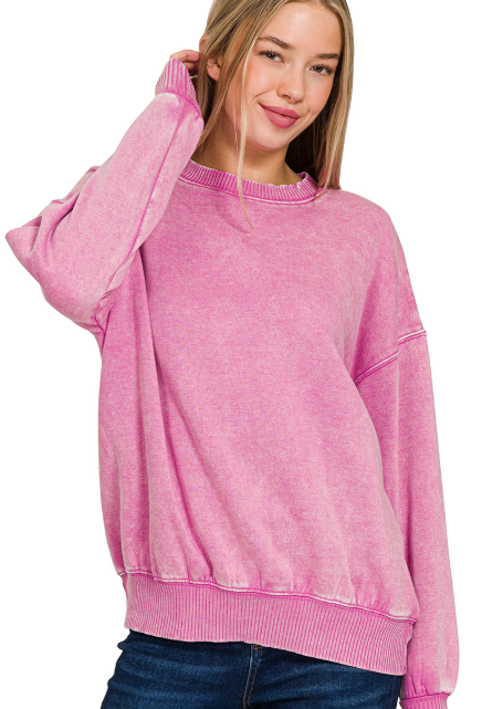 Plum Acid Washed Sweatshirt