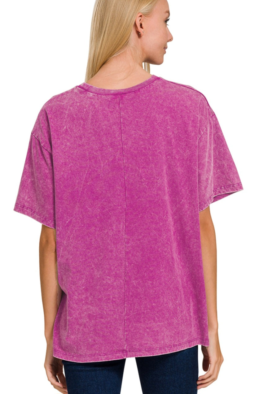 Plum Acid Washed Tee