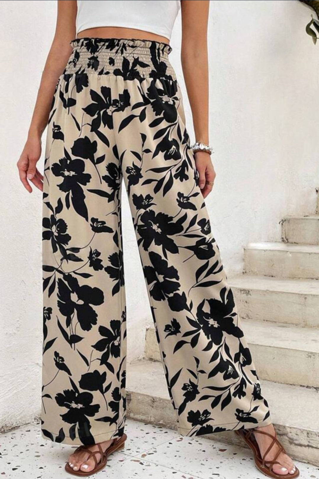 Tan/Black Floral Pants
