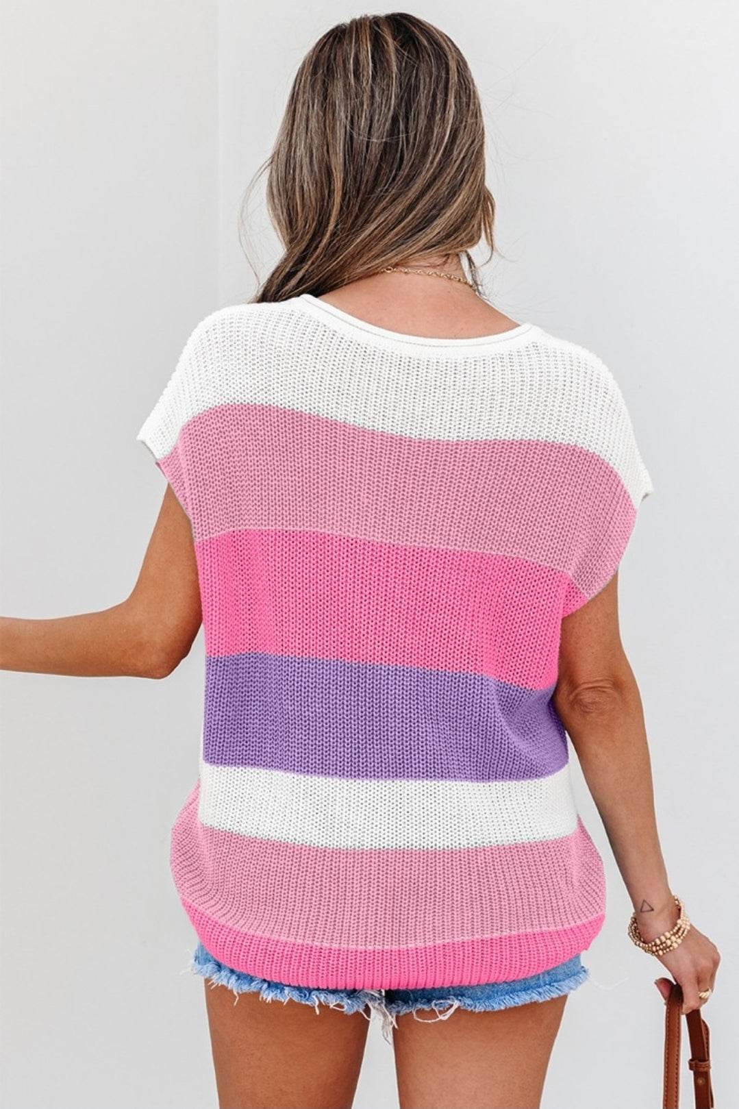 Pink Striped Knit Top