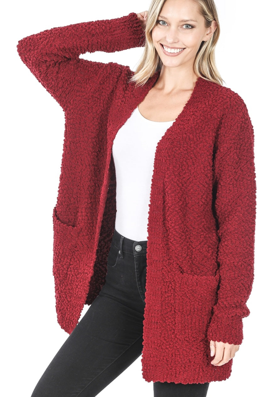 Cabernet Popcorn Cardigan